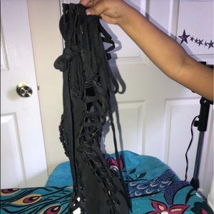 Black high lace heels